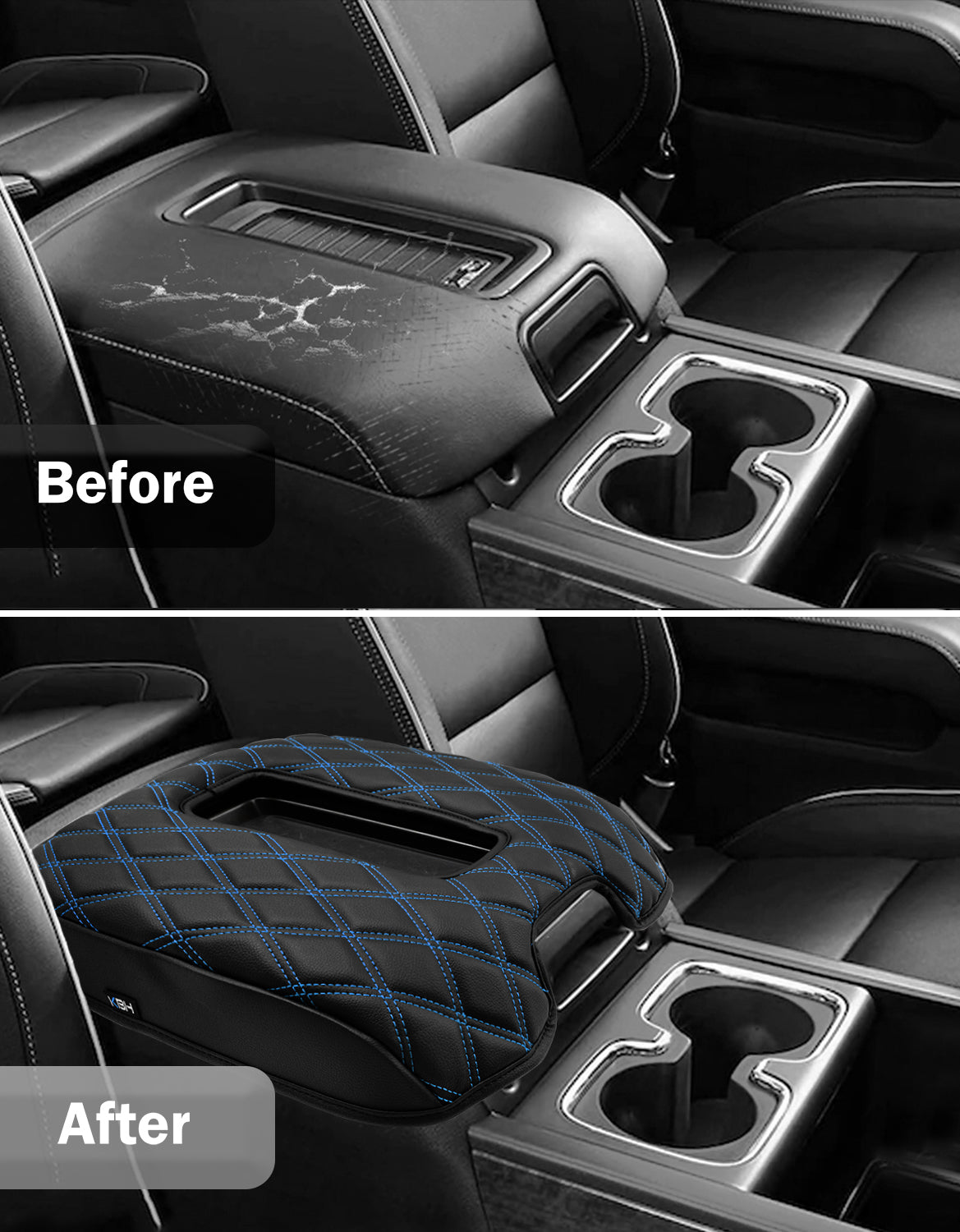 KBH Center Console Armrest Cover Pad for Bucket Seat 2014-2018 Chevy Silverado 1500 2500 3500 & GMC Sierra 1500 2500 3500,2015-2020 Tahoe/Yukon/Suburban