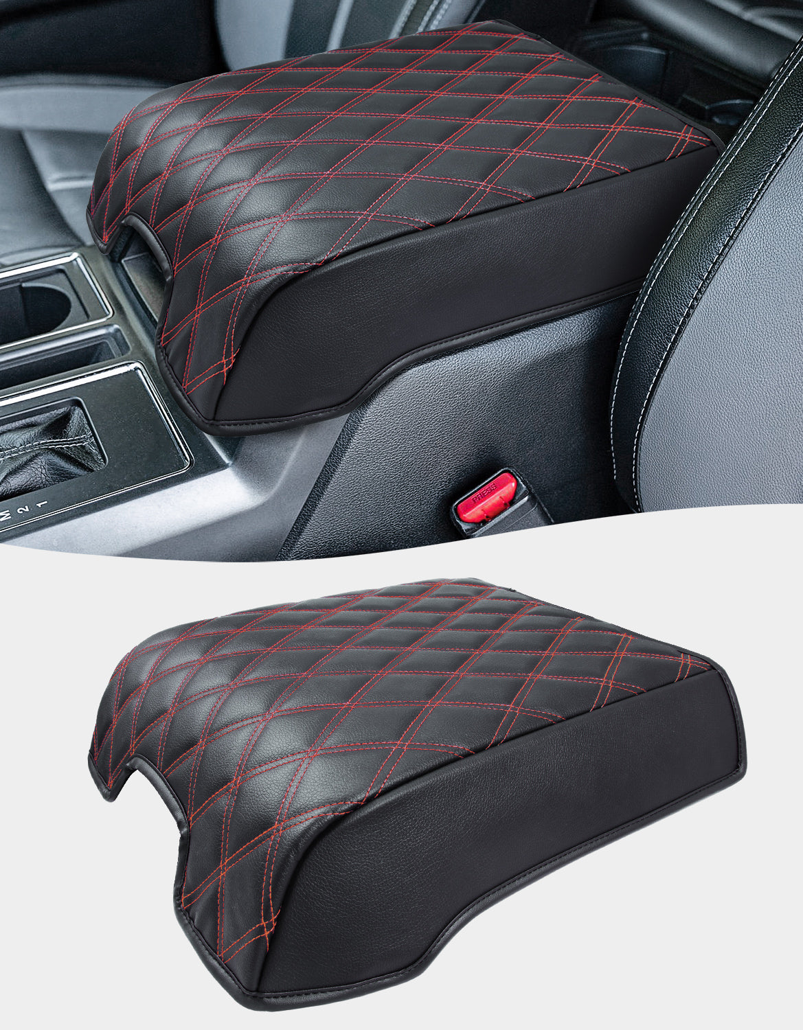 KBH Center Console Armrest Cover Pad for Bucket Seat 2015-2020 Ford F150, 2017-2022 F250 F350 F450, 2018-2023 Ford Expedition