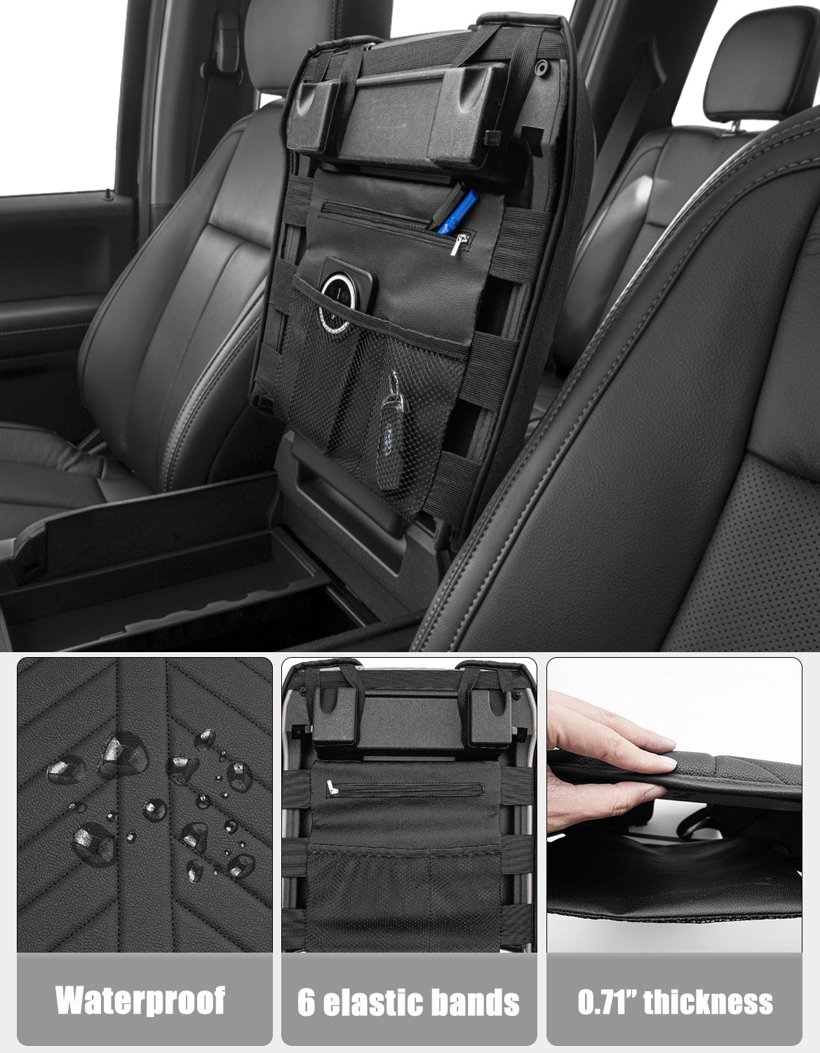 KBH Center Console Armrest Cover Pad for Bucket Seat 2015-2020 Ford F150, 2017-2022 F250 F350 F450 F550 Super Duty, 2018-2024 Ford Expedition