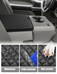 KBH Center Console Armrest PU Leather Cover for 2015-2022 Ford F150 , 2017-2022 Ford F250/F350/F450