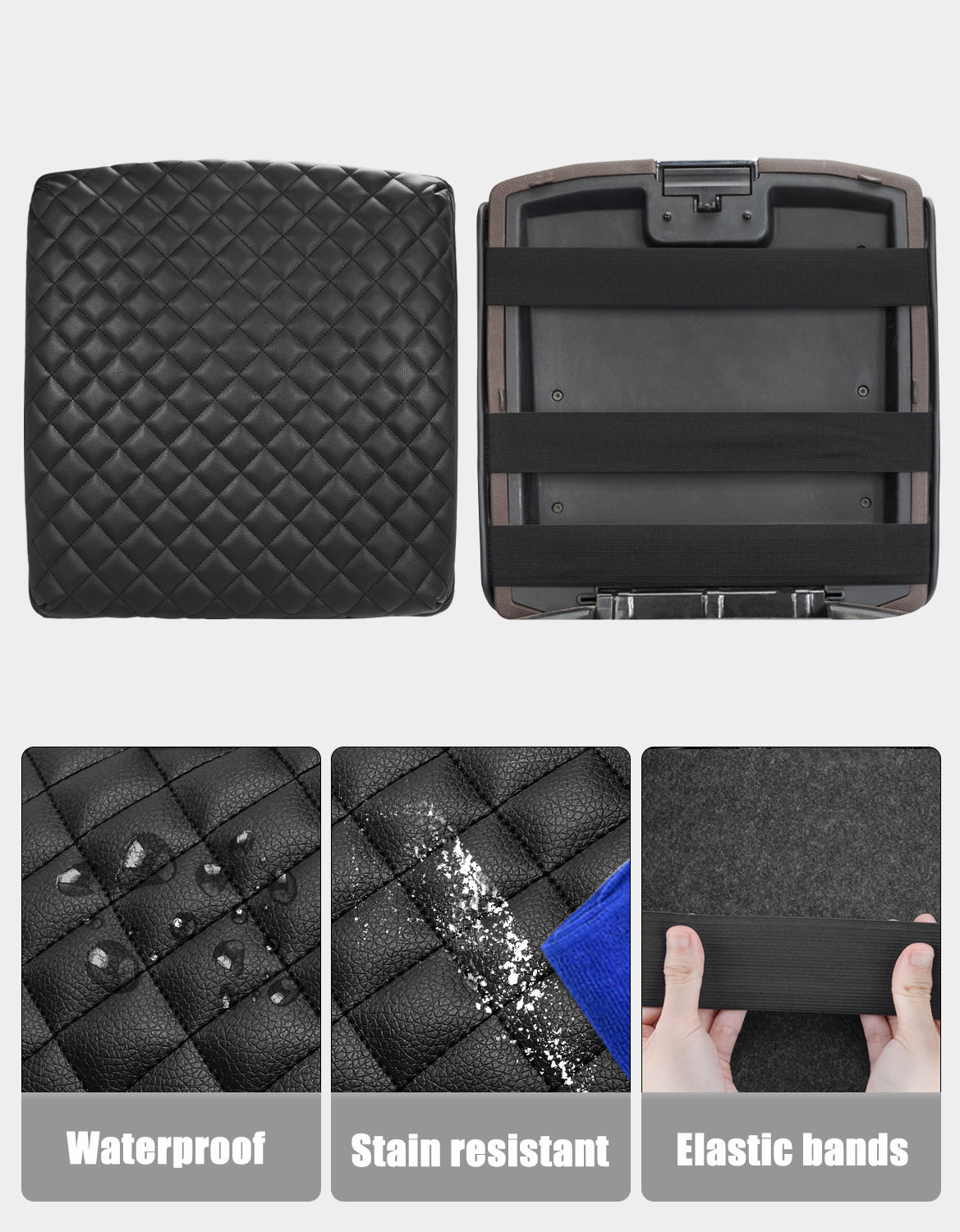 KBH Center Console Armrest Cover Pad Cushion Protector for Bucket Seat 2009-2018 Dodge RAM 1500 2500 3500