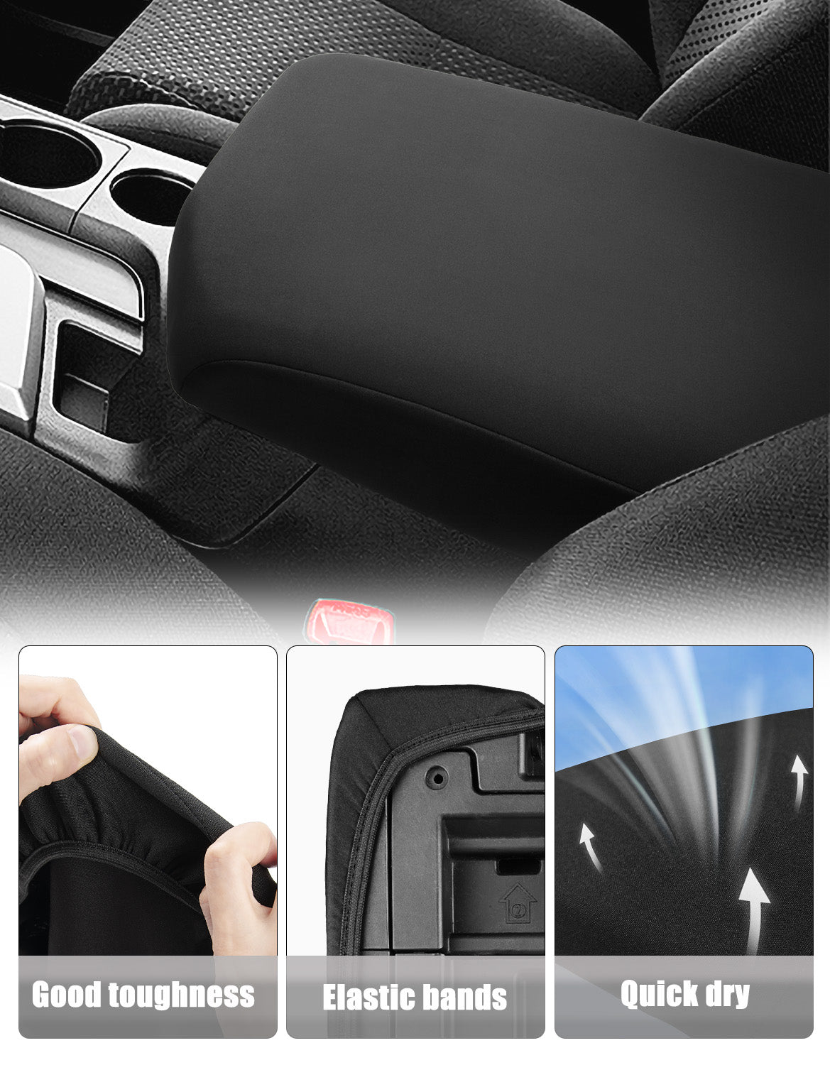 KBH Black Center Console Cover for Toyota Tundra 2007-2013 & Sequoia 2008-2022