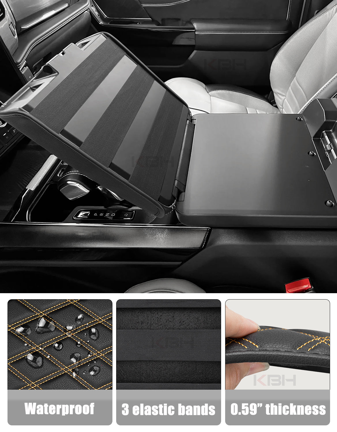 Center Work Surface Armrest Cushion for 2021-2026 Ford F150, 2022-2026 F150 Lightning