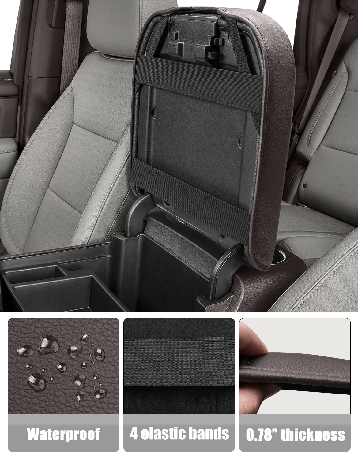 Thick Version Center Console Cushion Cover for Bucket Seat 2019-2026 GMC Sierra 1500 2500 3500,2019-2026 Chevy Silverado 1500 2500 3500, 2021-2026 Tahoe/Suburban/Yukon