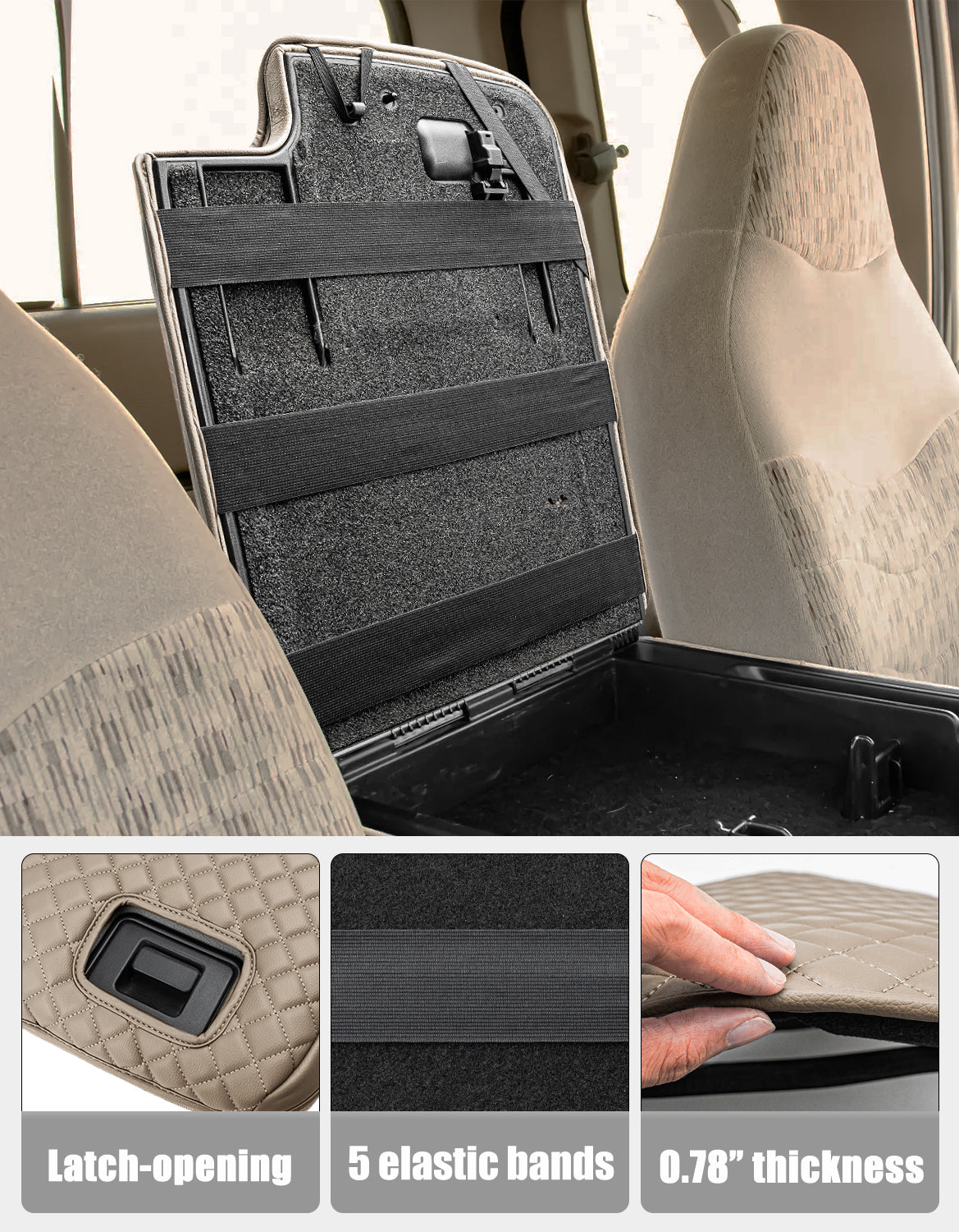Center Console Armrest Cover Pad for Jump Seat 1999-2001 Ford F250 F350 F450 Super Duty
