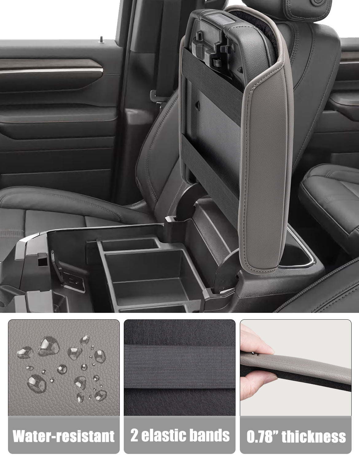 KBH Center Console Cushion Cover for  Bucket Seat 2019-2025 GMC Sierra 1500 2500 3500,2019-2025 Chevy Silverado 1500 2500 3500, 2021-2025 Tahoe/Suburban/Yukon
