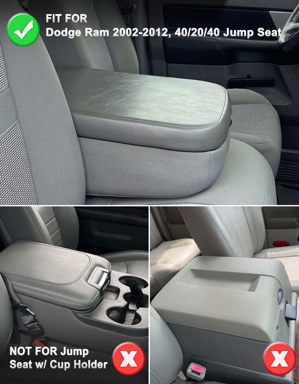 KBH Center Console Armrest Cover Pad Cushion Protector for 2002-2012 Dodge Ram 1500/2500/3500