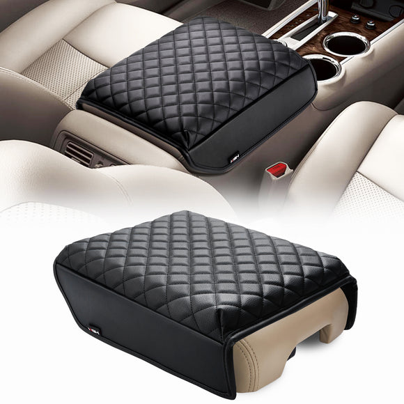 Fits Toyota Sequoia 2008-2015 PU Leather Middle Center Console Lid Armrest  Covering Pad Cushion Protector Custom Pet Anti-scratch KBH Black 