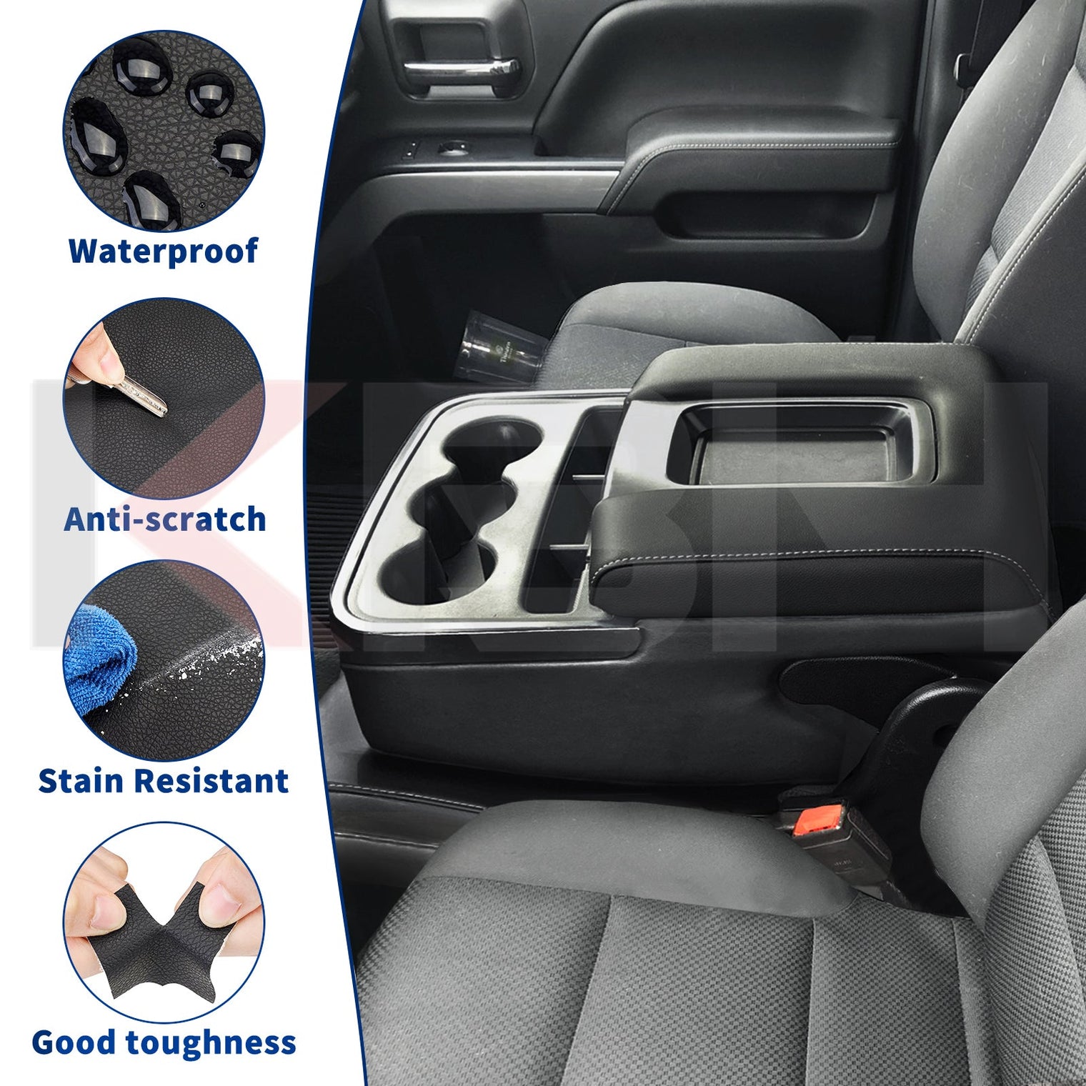 KBH Center Console Armrest Cover for 2014-2018 Chevy Silverado & GMC Sierra1500/2500/3500