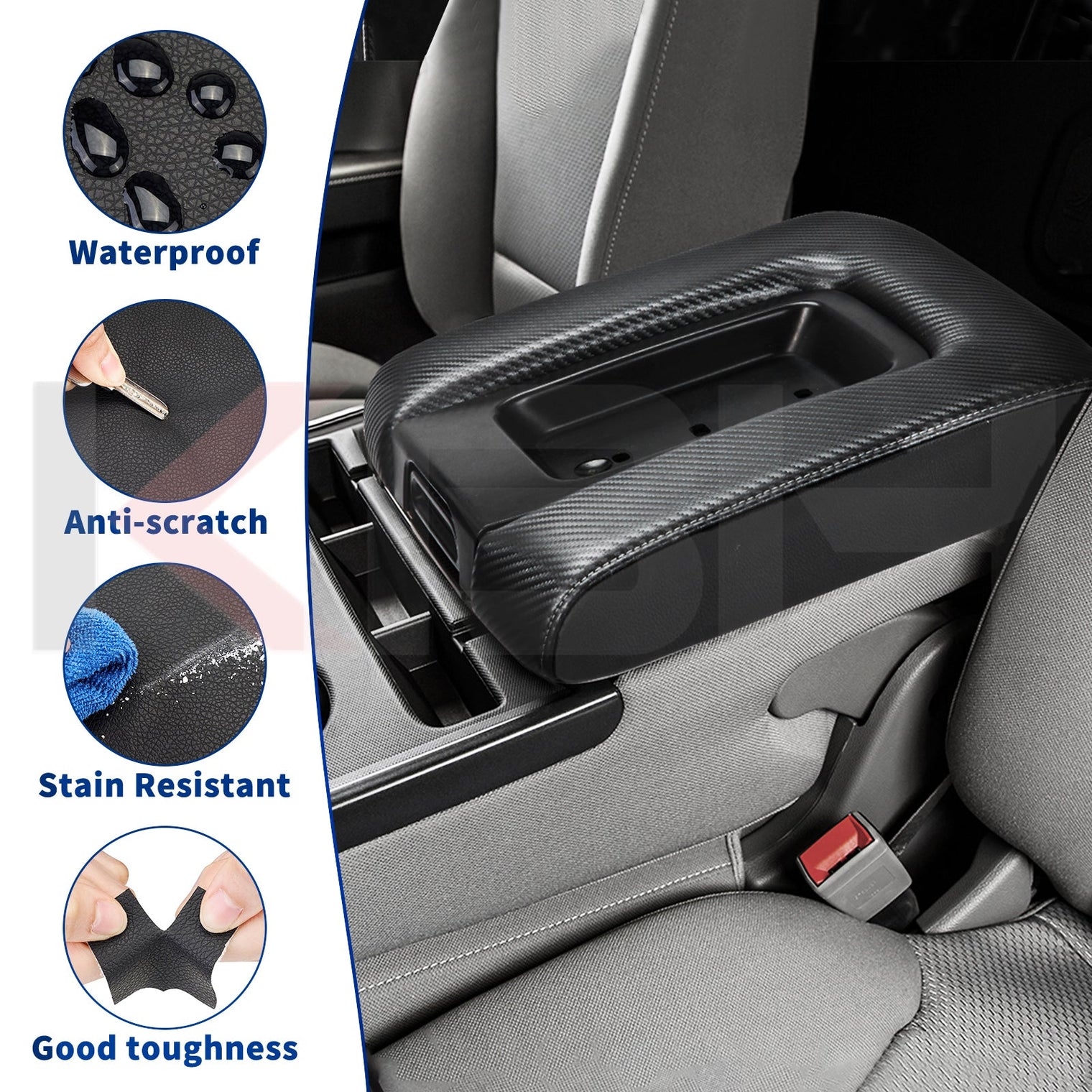 KBH Center Console Armrest Cover for 2014-2018 Chevy Silverado & GMC Sierra1500/2500/3500